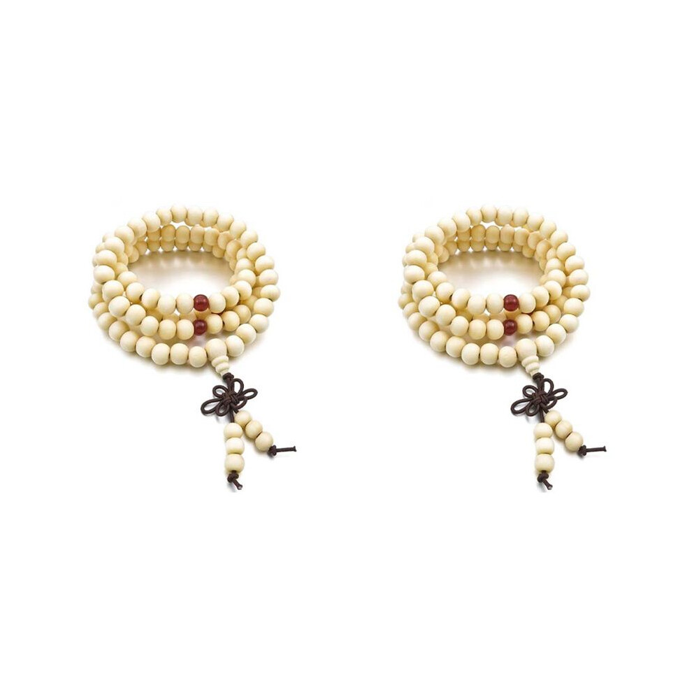 8Mm Wood Necklace Tibetan Sandal 216Pcs Bead Buddhist Prayer Bracelet Woman White 4713597058359