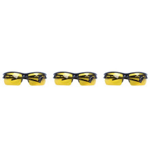 3X Black Frame Yellow Night Vision Sheet Outdoor Cycling Sunglasses