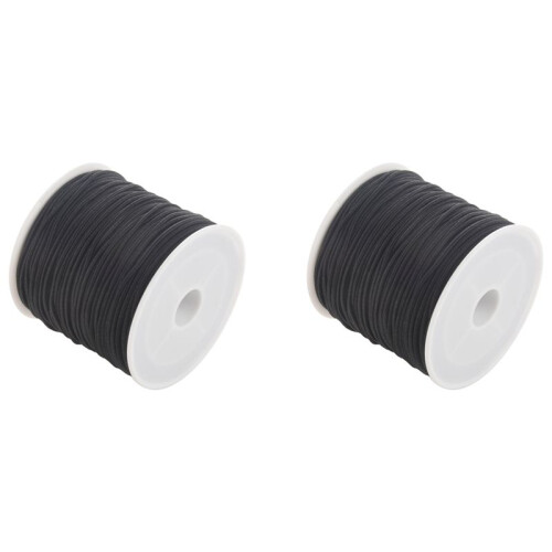 2 Roll 24M Long Black Round Elastic Beading Thread Cord 1Mm 1