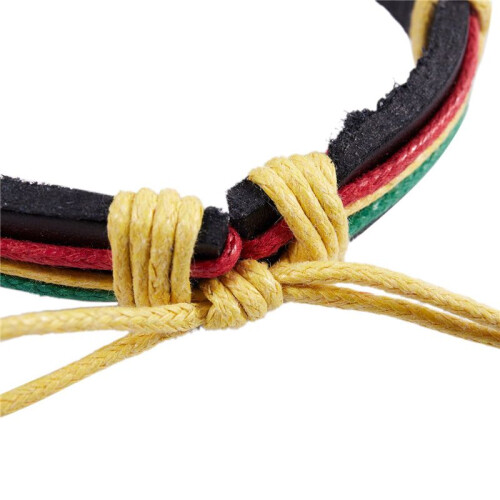 6X Rasta Jamaica Reggae Leather Bracelet 1