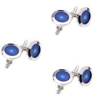 3 Pair Fashion Cufflinks Round Eyes Shirt Cufflinks Cuff Mens Dress Business Wedding Gift Present(Silver+)