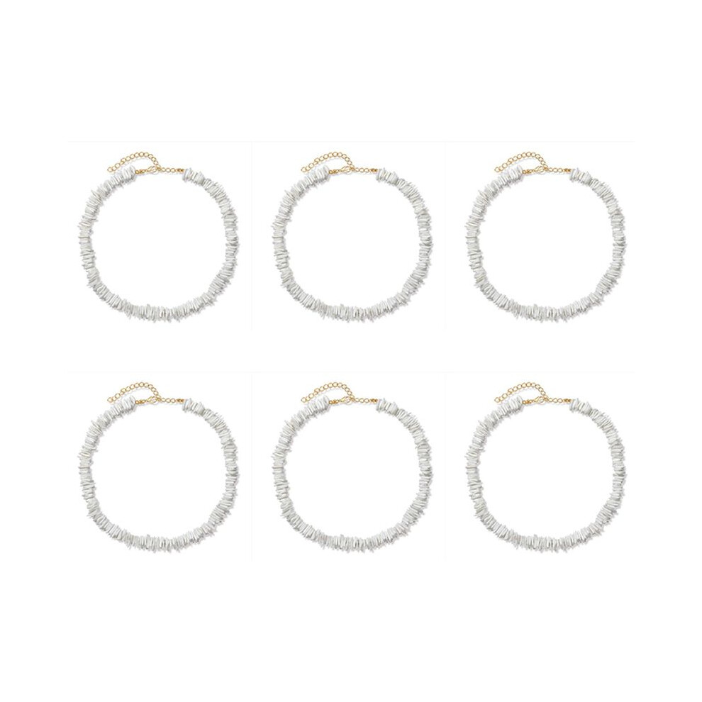6X Puka Shell Necklace For Women Boho Tropical Hawaiian Beach Puka Shell Surfer Choker Necklace Jewelry Mens Womens White 6132123137753