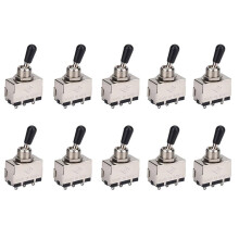 10 Pc Guitare 3 Voies Commutateur À Bascule, Métal Fermé 3 Voies Sélecteur Commutateur avec Pointe Noire Bouton Pièce de Rechange pour Lp Style