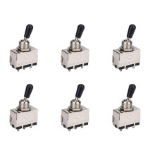 6 Teiliger 3 Wege Kipp Schalter für Gitarre, Metall Gekapselter 3 Wege Schalter mit Schwarzem Spitz Knauf Ersatz Teil für Lp Elektor Gitarre