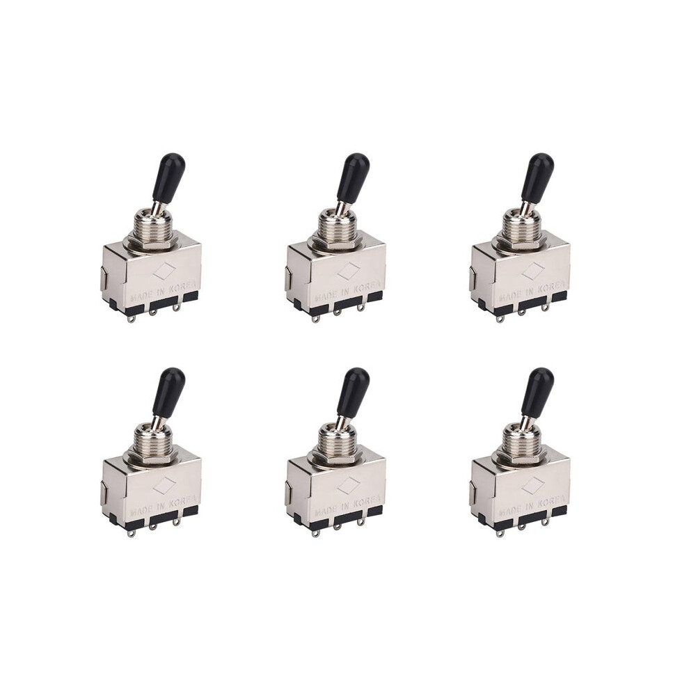 6Pc Guitar 3 Way Toggle Metal Enclosed 3 Way Selector With Black Tip Knob For Lp Style Electric Guitar 4711150702145