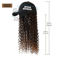 (Dark brown.) Curly Wig Baseball Cap - Natural Look, Breathable