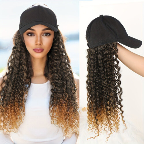 (T1b 27) Curly Wig Baseball Cap - Natural Look, Breathable