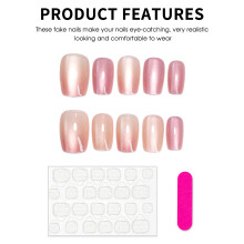 (M) Pink Cat Eye Resin Nail Extensions, Salon Supply