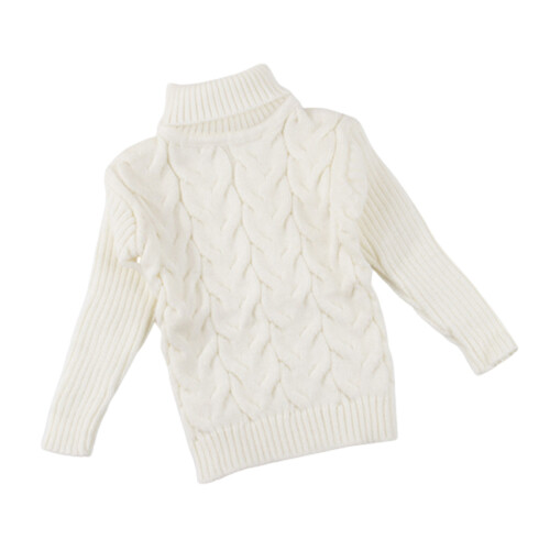 (White, 100cm) Kids\' Winter Knit Turtleneck Sweater
