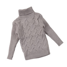 (Gray, 140cm) Kids\' Winter Knit Turtleneck Sweater