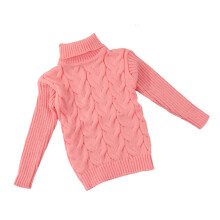 (Pink, 90cm) Kids\' Winter Knit Turtleneck Sweater