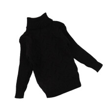 (Black, 140cm) Kids\' Winter Knit Turtleneck Sweater