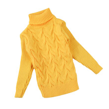 (Yellow, 130cm) Kids\' Winter Knit Turtleneck Sweater