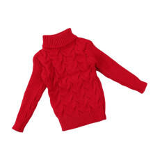 (red, 130cm) Kids\' Winter Knit Turtleneck Sweater