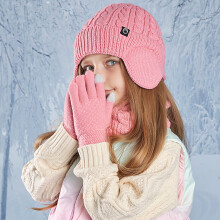 (2190-single-watermelon) 3Pc Kids Hat Scarf Gloves Set Windproof Thick Fleece Winter Warm Ear Protection Knit Children\'s Outdoor Gear for Ages 3