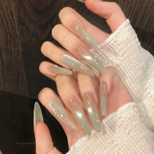 (L) Glossy Press-On Nails, Long Pointed DIY Manicure Kit