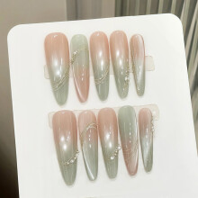 (XS) Glossy Press-On Nails, Long Pointed DIY Manicure Kit