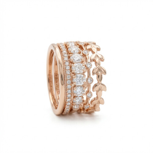 (Number 7) 14K Gold Plated Zircon Stackable Rings for Women