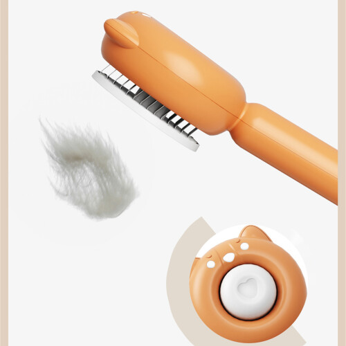 (Puppy Comb - Orange) Self-Cleaning Cat Comb, 1-Click Hair Release 2
