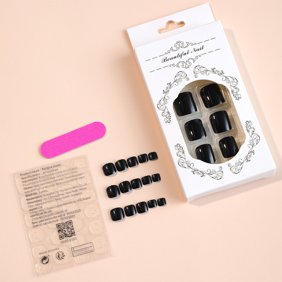Dachuang Beauty Black Waterproof Glossy Fake Toenails For Salon
