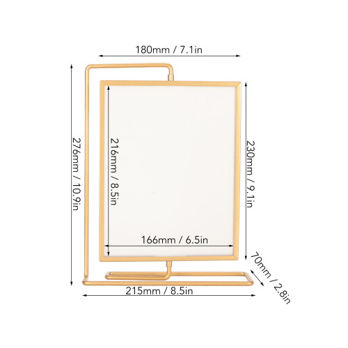 Y5578 Gold Metal Double-Sided Rotating Photo Frame, 565g, Rectangular 1