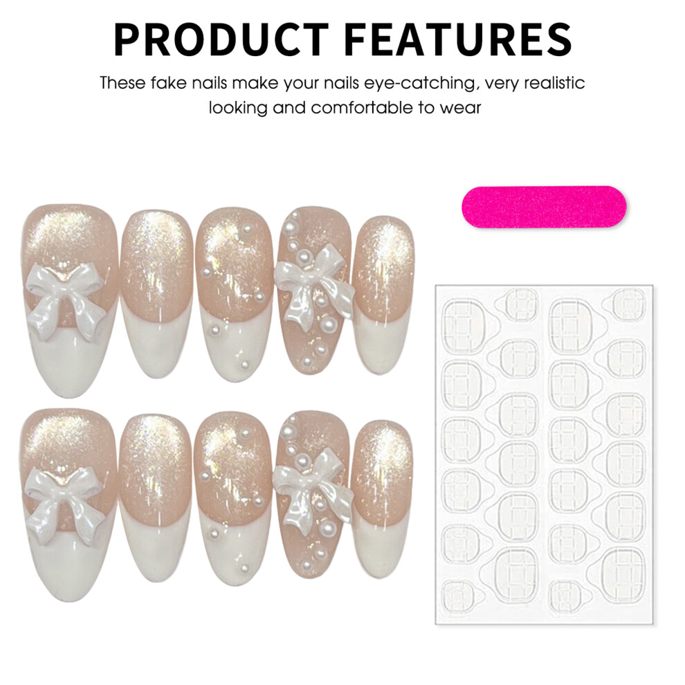Dachuang Beauty (Medium Ellipse) Pearl French Nude Fake Nails - 50Pcs
