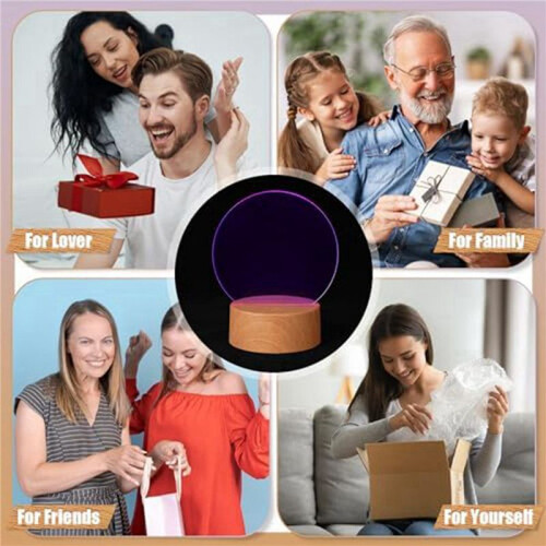 12 Pcs Christmas 3D Night LED Lamp Base Gift 16 Colors LED Light Display Base with Remote Control USB Cable Lamp Base 2