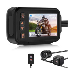 Dash Cam Anteriore e Posteriore, Telecamera di Registrazione per Moto, Dash Cam HD da 2 Pollici, Registrazione In Loop, Impermeabile