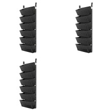 3X 6 Bolsos Jardim Parede Pendurado Sacos de Plantio Vegetal Verde Planta Crescer Plantador Preto