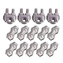 4Pcs Stainless Steel Cable Clip Saddle Clamp & 10 Pcs 3mm Duplex Clips Stainless Steel Wire Cable Rope Grips Clamps