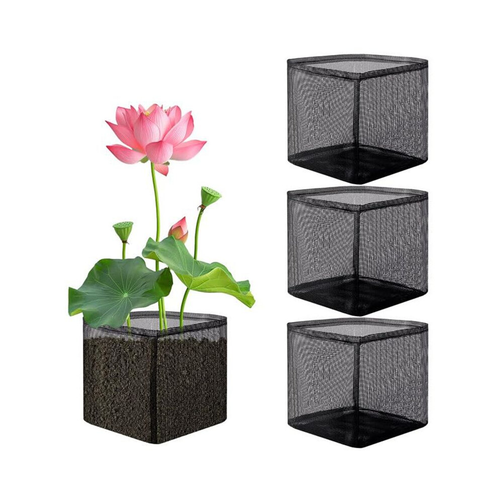 Semoic 4 Pcs X Aquatic Planting Bags - Reusable Mesh Water Garden Pond Plant Pot - Breathable Square Lily Pots For Swamp A