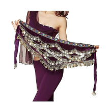 (dark purple) Hüftschalrock mit Goldmünzenmuster für Bauchtanz für Damen