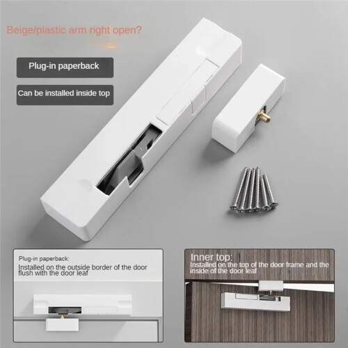 Door Closer Stopper Automatic Closer Lock Retractable Closing Type Automatic Door Closer Home Improvement White Left 2