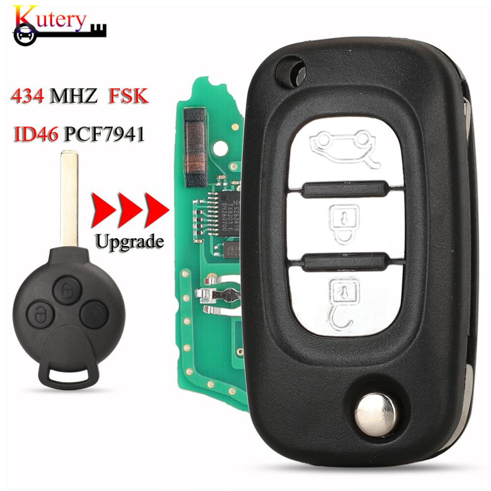 Upgarde Folding Smart Car Key For Mercedes Benz Smart Fortwo 451 453 Forfour Fsk 433Mhz Id46 Pcf7941 Chip 3 Buttons 6935161687965