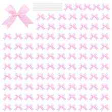 100Pcs Gift Wrapping Ribbon Bowknot 8cm Polyester Fabric-Pink