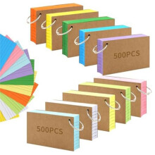 1000 PCS Index Cards 3x5 Inches Colored Flash Cards with Ring, Punched Lined Flashcard Ruled Index Cards Notecards
