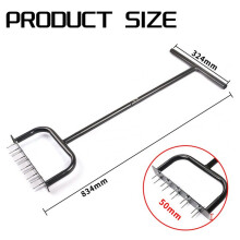Manual Lawn Aerators Spike Metal Manual Dethatching Soil Aerating Lawn Tool for Yard, Lawn Aeration, Garden Tool Black