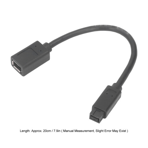 IEEE1394 Firewire 800Mbps 7.9in Black 6Pin-9Pin 1