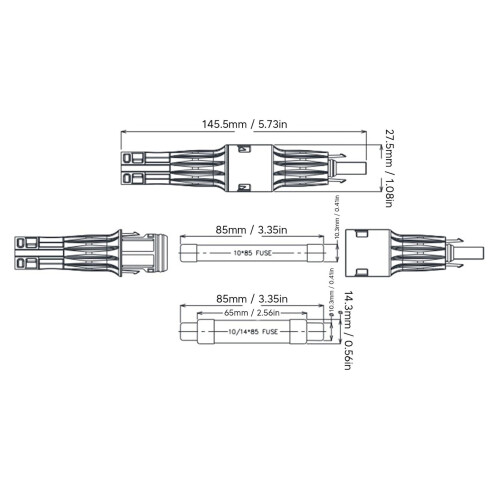 1500V 15A Solar PV Connector, Male/Female, PPO 1