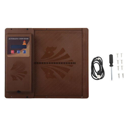 Automatic Chicken Coop Door Opener Timer, Durable Plastic, Brown USB 2
