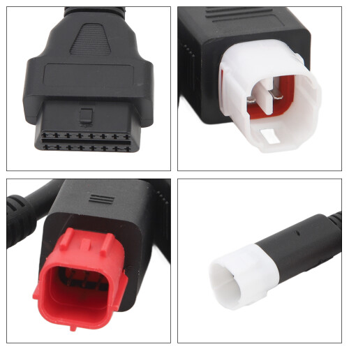 3-in-1 OBD Diagnostic Cable for Motorcycle, High Flexibility Plastic Plug 2