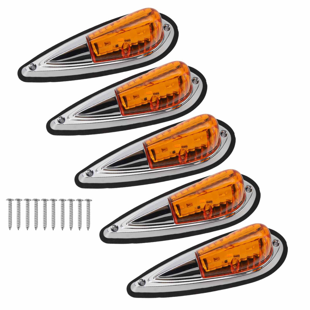 12V/24V Roof Marker Lights Pack Of 5 Waterproof Super Bright For Trucks Amber 4201389481855