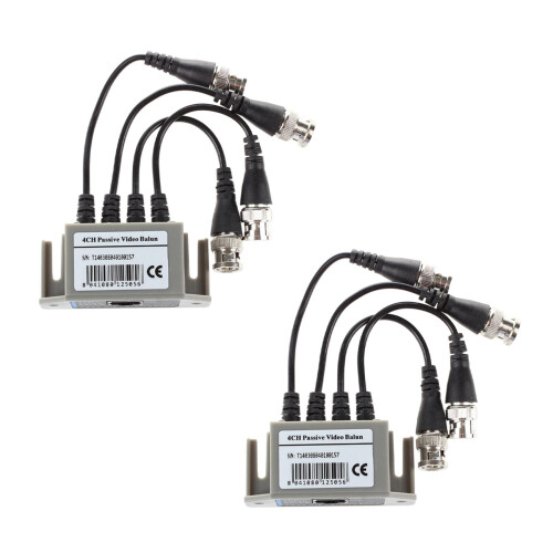 2X Transceptor CCTV 4CH Balun Pasivo Video UTP BNC Conector Rj45