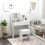 Homcom HOMCOM Dressing Table Set with Flip-up Mirror Padded Stool Sliding Drawer White 1