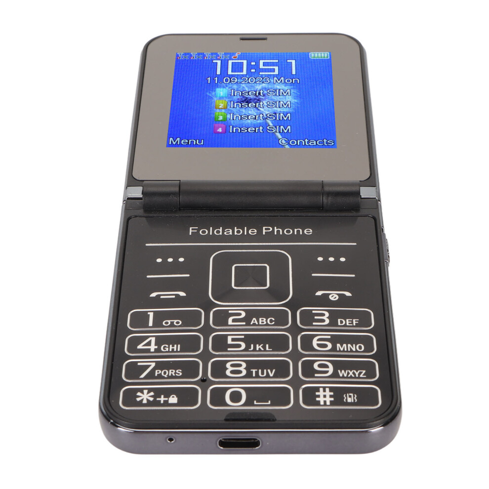 Flip Senior Cellphone 2.6In, 1.3Mp Camera, 4 Sim, Big Buttons Black 9431388084190
