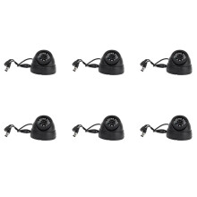 6X Schwarz Ueberwachungskameras PAL 1/3 Zoll CMOS 700TVL 24 LED IR Cut 3,6 mm Sicherheit Indoor Kuppel CCTV Kamera