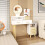 Homcom HOMCOM Dressing Table with Mirror, Vanity Table with LED Lights, White 1