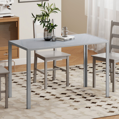 Homcom HOMCOM Modern Rectangular 4 Seater Dining Table with Tempered Glass Top