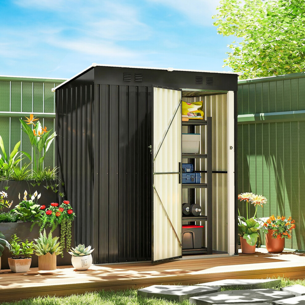 Rackhams Dark/Grey 5 X 3 Ft Lean-To Garden Shed, Outdoor Storage Shed, - Image 2