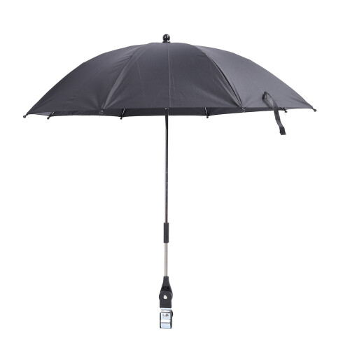 Parasol para cochecito de 85 cm, versión grande, negro con abrazadera
